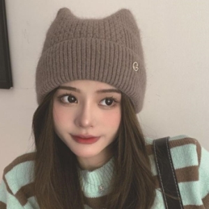 라일리 Rly 고양이귀 니트비니 털모자 겨울 비니 브로치 장식 12358947