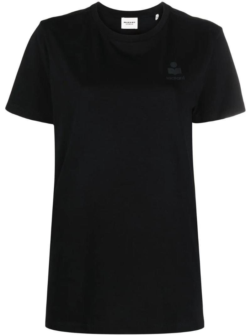 이자벨마랑 에뚜왈 TS0070FA/A1N98E 01BK BLACK ABY COTTON T SHIRT WITH EMBROIDERED L..