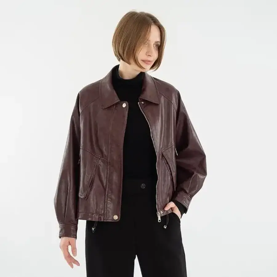 리오벨 스텐카라 FAUX 집업 가죽점퍼 927093 와인 WINE 55