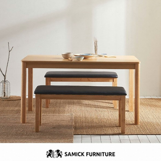 삼익가구 스칸센 원목 식탁 1400 (벤치2개)_이미지