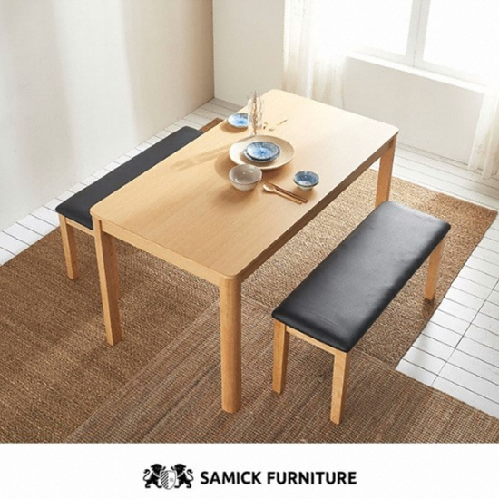 삼익가구 스칸센 원목 식탁 1400 (벤치2개)_이미지