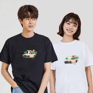 키밍 여행 드라이브 바다 면반팔티 휴가패션 W6A01D6