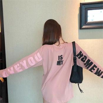 오노마 ONM 여자 이쁜 색감 영문 레터링 루즈핏 긴팔 티셔츠 긴티 S8650731_이미지