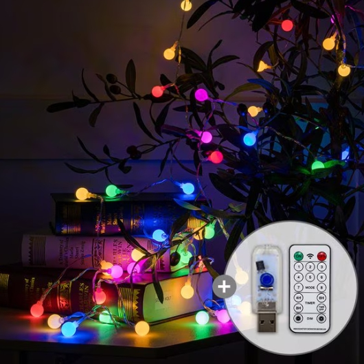 LED 트리전구 감성 지네 앵두알전구 100구 혼합색 USB 리모컨
