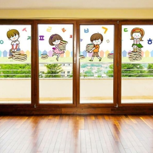 낭만창고 뮤럴실사 시트지 아이들의독서시간 nang221 (1장, 100cm x 100cm)_이미지