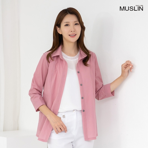 모슬린 엄마옷 카라 라운드 포켓 남방겸 자켓 NB613502 중년여성/50대/60대/70대/빅사이즈/할머니옷_이미지