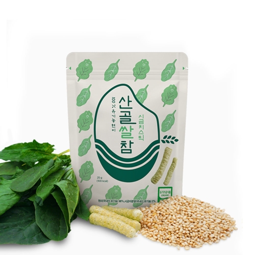 에코맘의산골이유식 에코맘 산골쌀참 스틱 시금치 25g (1개)
