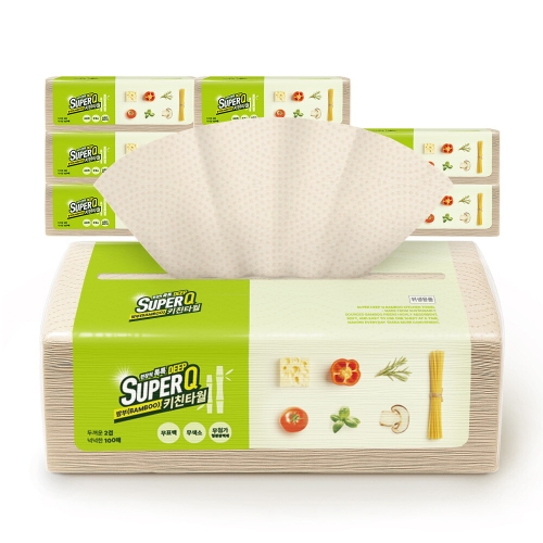 슈퍼딥큐 뽑아쓰는 밤부 키친타올 100매 (9입) (1팩(9입))_이미지