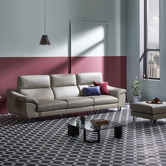 레아 클래시 전체 천연통가죽 소파 4인용