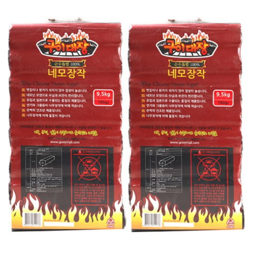 구이대장  네모장작 캠핑 미니 압축 불멍 장작 9.5kg (2개)