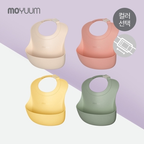 모윰 원터치버클 실리콘 이유식 턱받이_이미지
