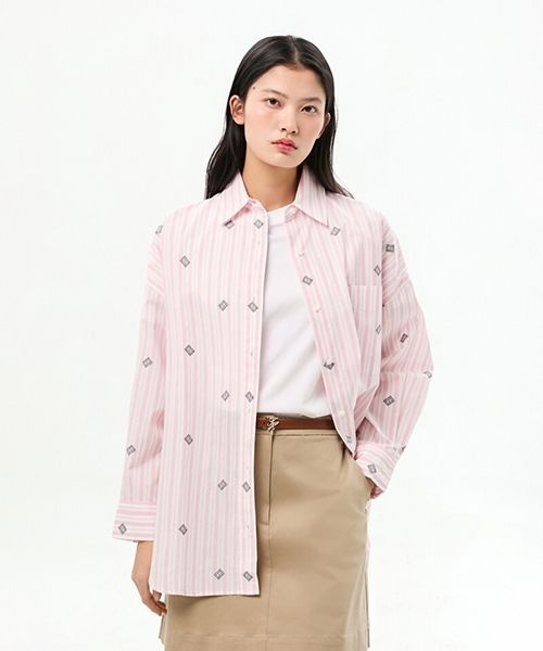 타미힐피거 TOMMY HILFIGER 스트라이프 이지 핏 셔츠 T22G0WSH003WT20D2 366753_이미지