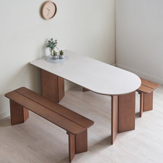 라엘 반타원 세라믹 식탁 1800