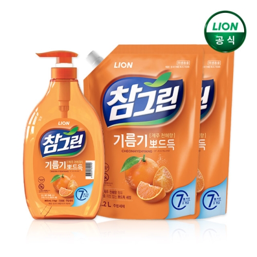 참그린 기름기 뽀드득 천혜향 965ml + 리필 1.2L (본품1개+리필2개)_이미지