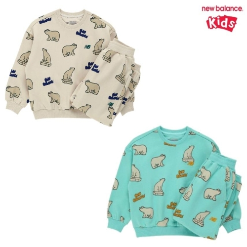 뉴발란스 키즈 TODDY BEAR_패턴 포인트 기모 셋업 NK9YF4505U