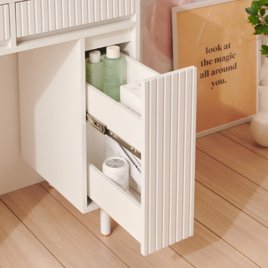 이안가구 레시 템바보드 2단 서랍 확장 거울 화장대 800_이미지