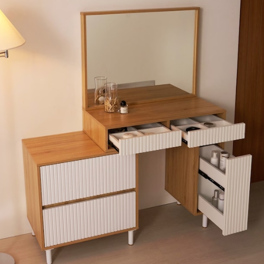 이안가구 레시 템바보드 2단 서랍 확장 거울 화장대 800_이미지