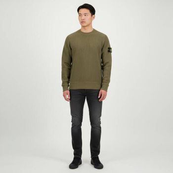 스톤아일랜드 와펜 패치 와플 플리스 맨투맨 밀리터리그린 153352087