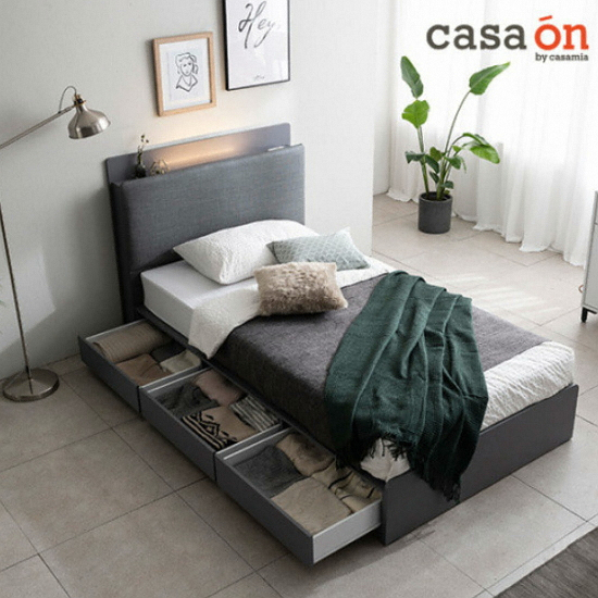 까사미아 트렌드라인 몬드 수납 LED침대 Q (9존독립스프링)_이미지