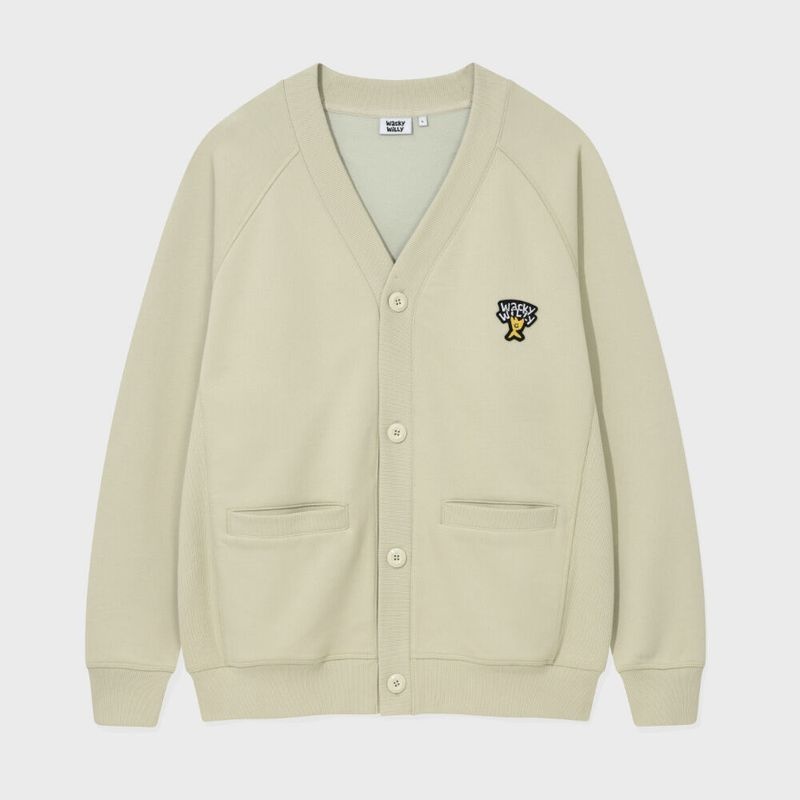 와키윌리 와키월리 WACKY WILLY 키키 로고 브이넥 가디건 라이트 카키 3448502 158119_이미지
