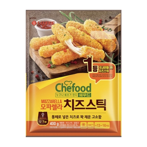 롯데푸드 쉐푸드 모짜렐라 치즈스틱 400g (6개)_이미지