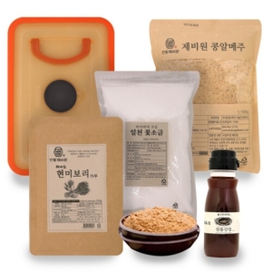 된장만들기 세트 7kg 메주,정제염,현미보리가루,생수,씨간장,보관통