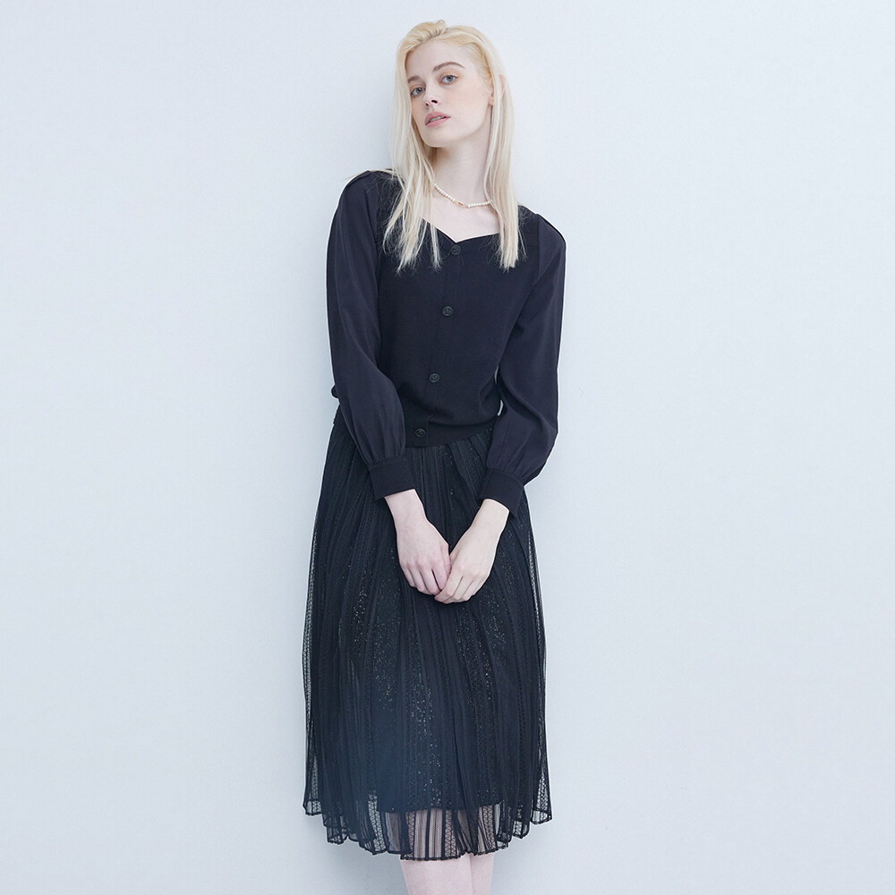 나이스클랍 블록 플리츠 스커트 N241MWS204