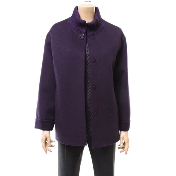 리본 니트카라 핸드메이드 모직 재킷 RC8-JK600