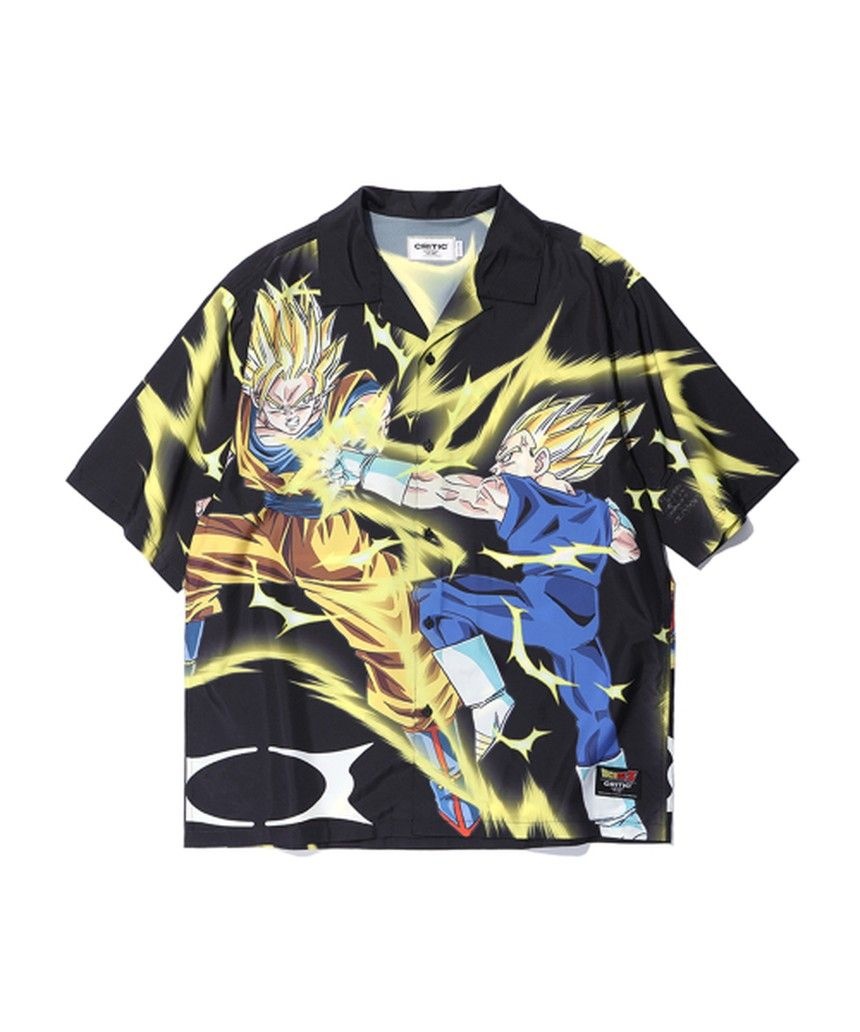 크리틱 X DRAGON BALL Z SON GOKU VS MAJIN VEGETA OPEN COLLAR SHIRT BLACK CTSHEB202BK
