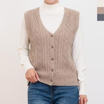 오노마 ONM 여자 쌀쌀한 계절 패션 보온성 빈스 꽈배기 조끼 S8650441_이미지
