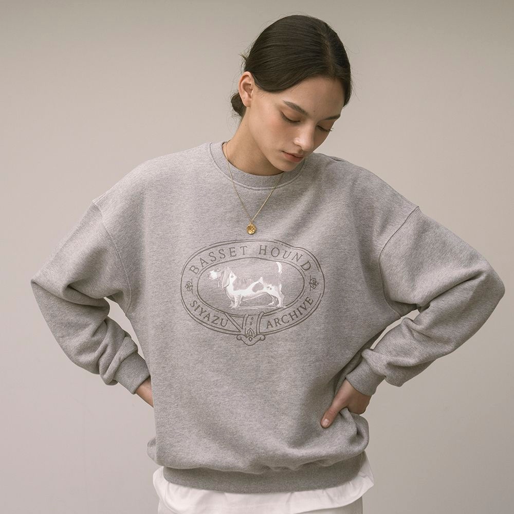 하크어패럴 시야쥬 SI-TP5141 루즈핏 아트웍 맨투맨_Melange gray