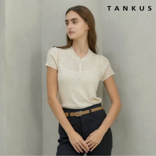 아비스타 탱커스 썸머 노카라 버튼 니트 TX2KP024L0