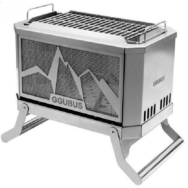 꾸버스 풀스텐 듀얼 캠핑 화로대 XL (메쉬망+유리패널+착화제 포함)_이미지