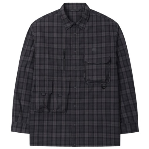 코오롱스포츠 에어도트 아웃포켓 체크 긴팔 셔츠 TLSXS26403DGY