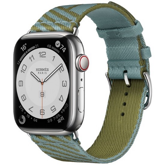 APPLE 워치 시리즈7 에르메스 45mm Cellular 실버 스테인리스 스틸 (점핑 싱글투어)_이미지
