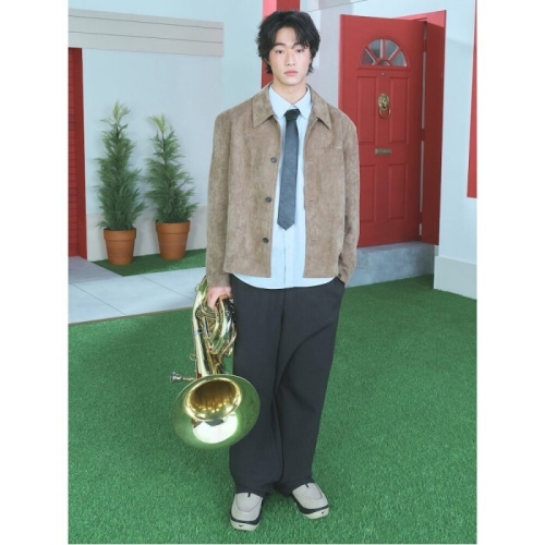 에잇세컨즈 코튼 나일론 와이드 테이퍼드핏 팬츠 블랙 456221MCE5