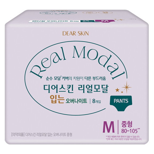 디어스킨 리얼모달 입는 오버나이트 중형 8개 (4팩(32개))_이미지