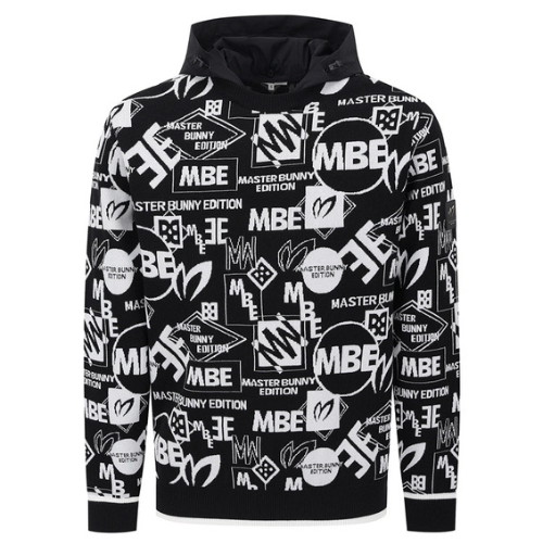 마스터바니에디션 탈착 후드 로고 자카드 긴팔 니트 411E3SR308_BK