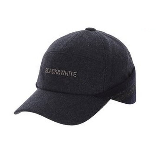 블랙앤화이트 니트 귀달이 모직 캡 8425GBAC_NAVY