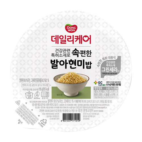 동원F&B 데일리케어 속편한 발아현미밥 195g (12개)