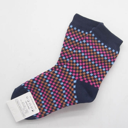 오너클랜 여자 겨울 따뜻하고 두툼한 체크 양말 네이비 1켤레 W98D2EB