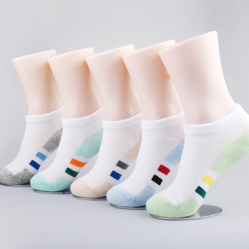 새실로 로이 아동용 벗겨짐 방지 패드 망사 스니커즈 양말 5족세트 블루 그레이 그린 오트밀 민트 2호_이미지