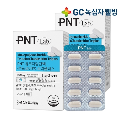 비오팜 녹십자웰빙 PNT 뮤코다당단백 콘드로이친 트리플러스 1000mg 60정 (2개)