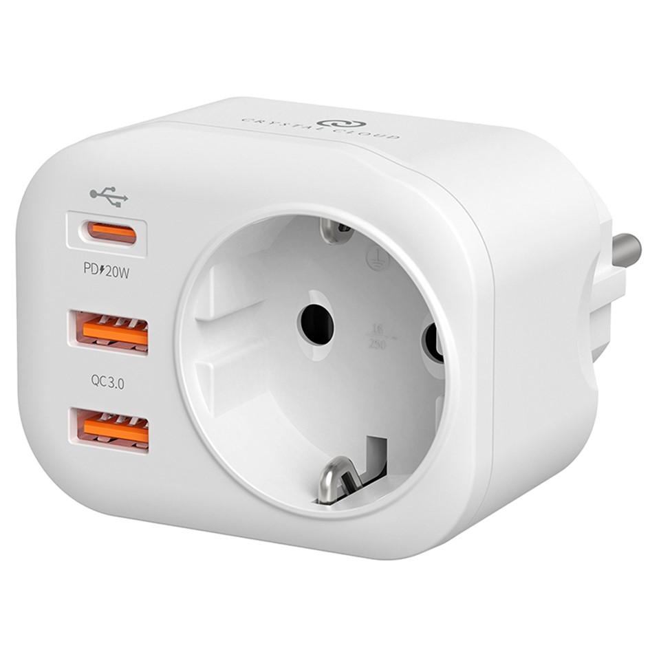 크리스탈클라우드 1구 C타입 USB 고용량 멀티탭