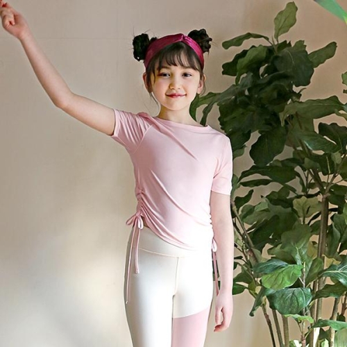  요가피기 YP40221셔링 디테일 숏 슬리브체리블로썸_
