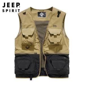 JEEP SPIRIT 남성 합색 조끼 2024 봄여름 신상 패션 캐주얼 조끼 외투 남자 501153_이미지