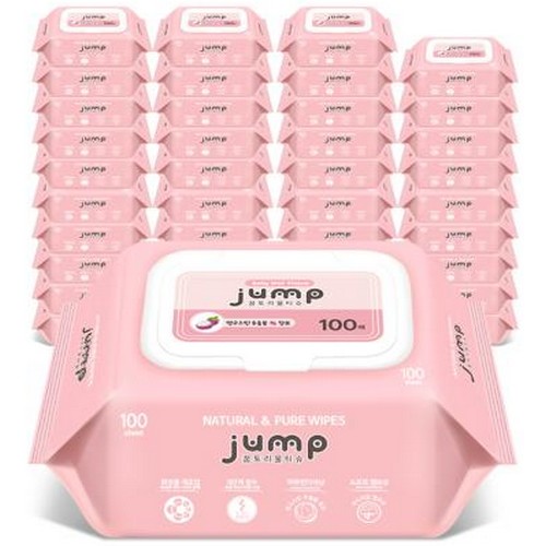 꿈토리 넉넉한 점프 물티슈 캡형 100매 (40팩)_이미지