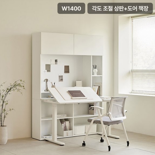삼익가구 업핏 도어 책장 A타입 각도조절형 모션 스탠딩 책상[1400x600]