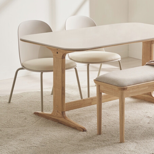 레이디가구 엘린 패밀리 원목 세라믹 식탁 1400 (윈디의자2개+원목벤치1개)_이미지