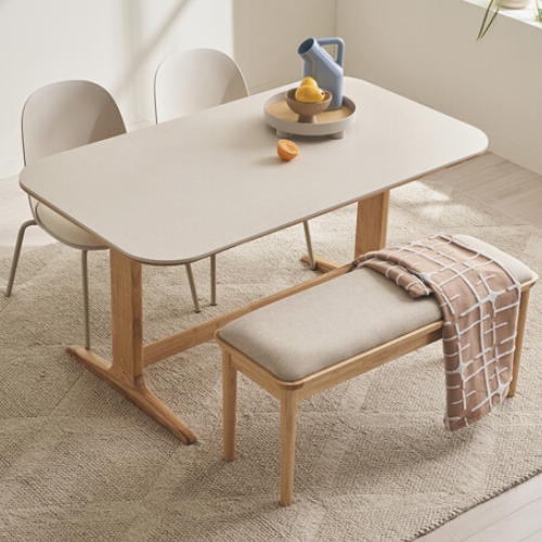 레이디가구 엘린 패밀리 원목 세라믹 식탁 1400 (윈디의자2개+원목벤치1개)_이미지